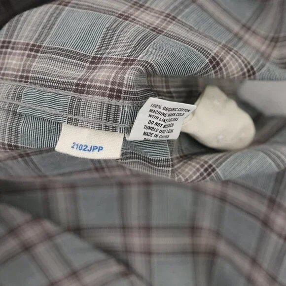 Taylor Stitch Shirt Mens 38 Green Brown Plaid Organic Cotton Long Sleeve - Picture 6 of 6